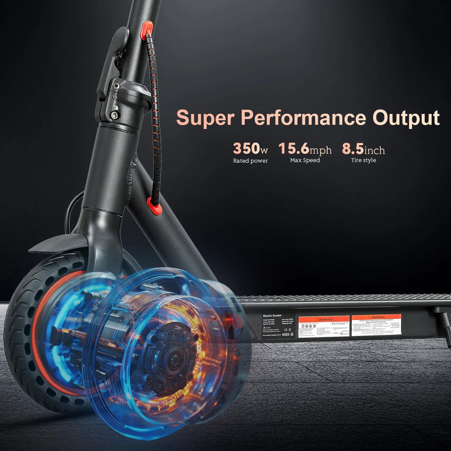 HEZZO 36v 350W 10.4Ah 15.6MPH Electric Adult HS-04Pro 8.5" Self-Balance Folding Kick Adult Scooter
