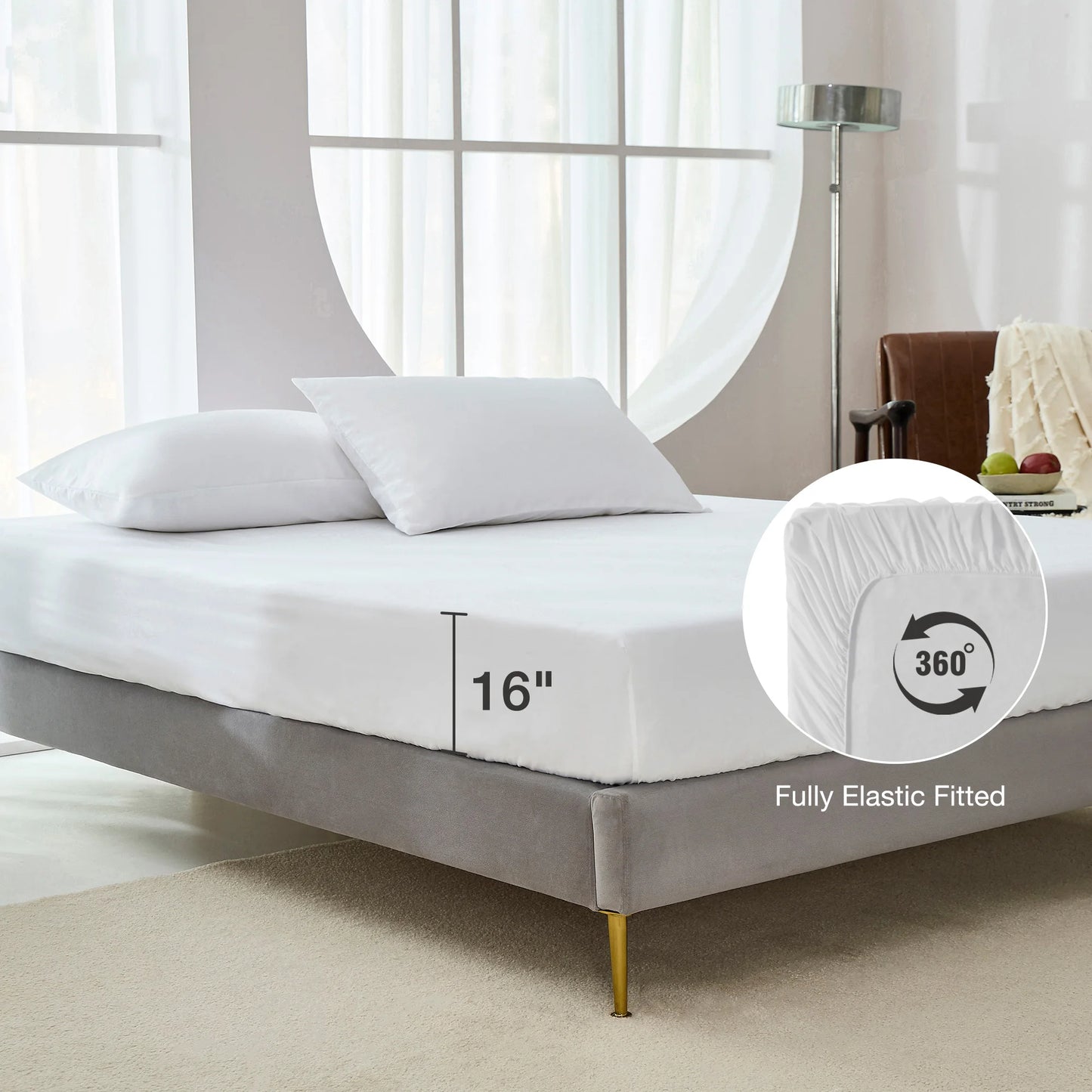 Cotton Set - 4 Pieces Ultra Soft Bed Sheets, Breathable, Moisture-Wicking Eucalyptus Bedding
