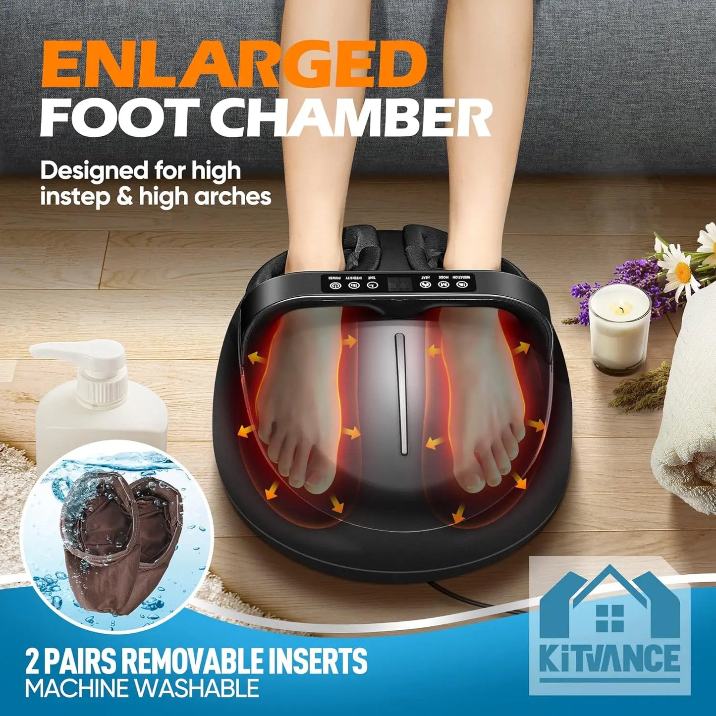 Foot Massager Heating Therapy, Hot Compression Shiatsu Knead Roller