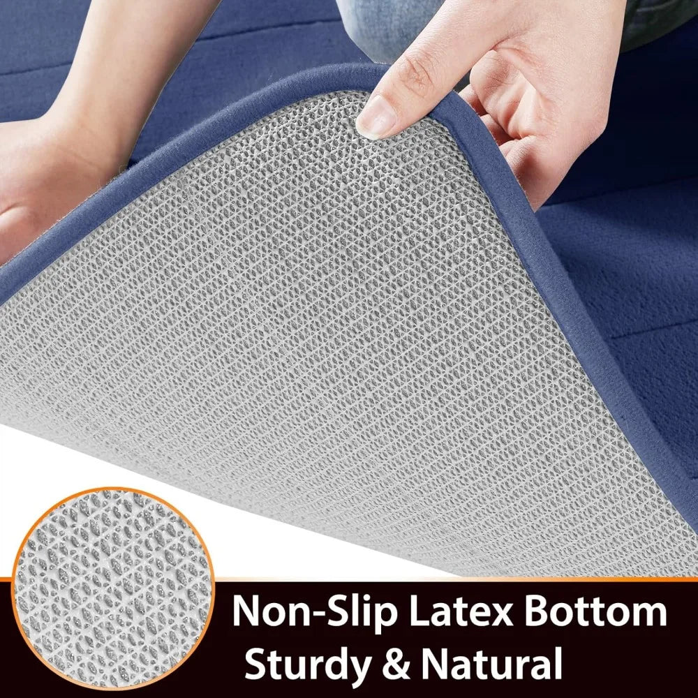 3 Pieces Memory Foam Bath Mat Sets, 44.1x24 + 31.5x19.8 and U-Shaped for Toilet Mats, Non-Slip, Soft Comfortable