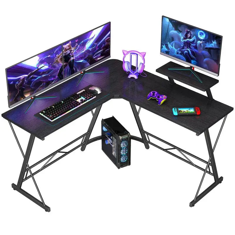 L Shaped Corner Gaming Desk, black