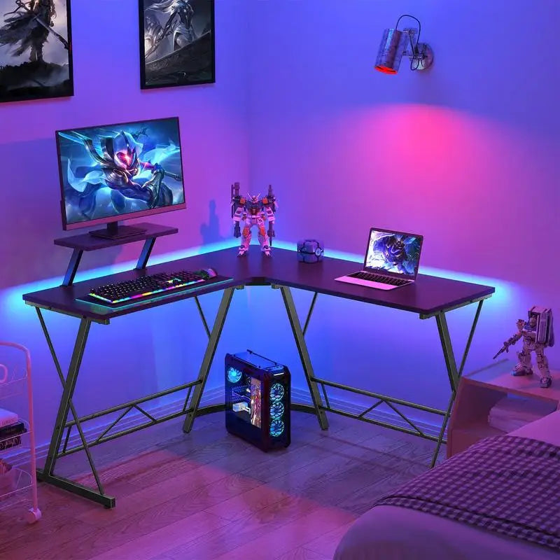 L Shaped Corner Gaming Desk, black
