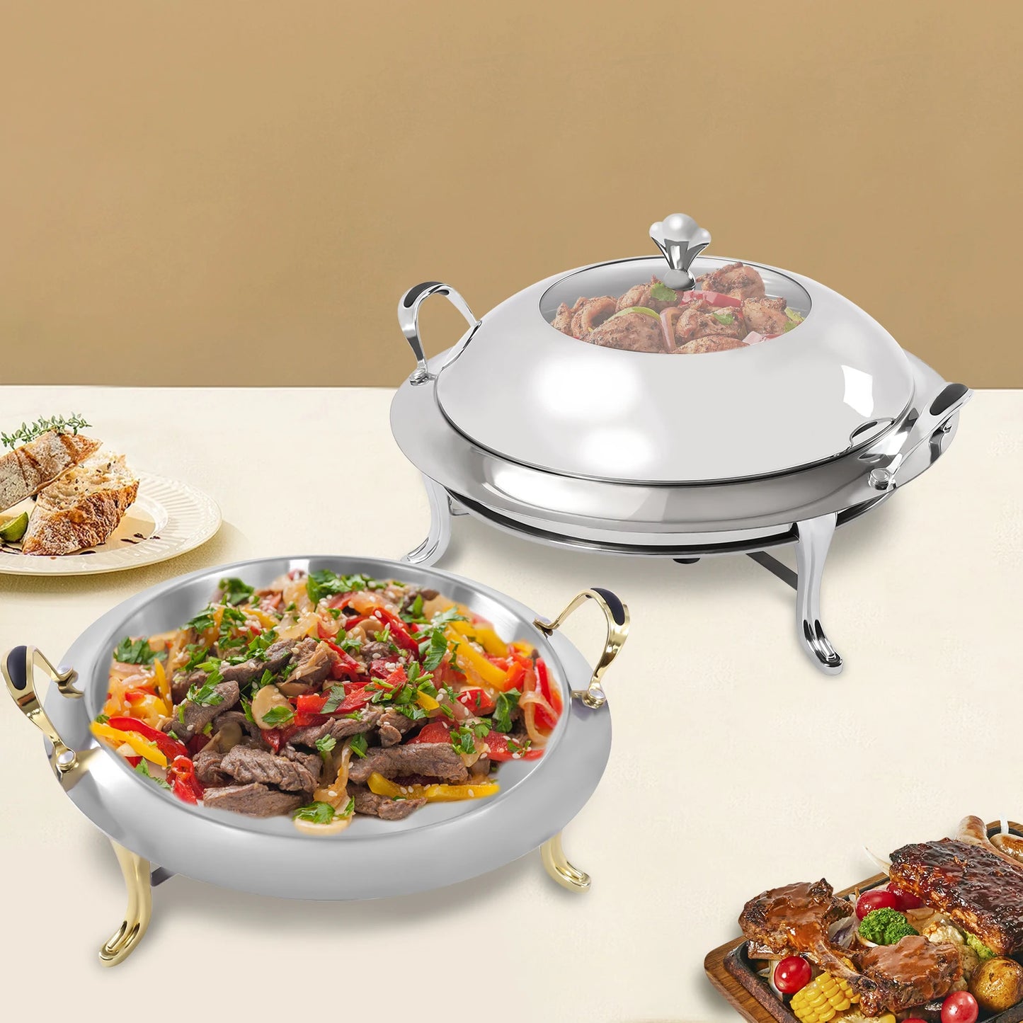 Chafing Dish Set Stainless Steel Chafer Square Buffet Food Warmer Container 3L