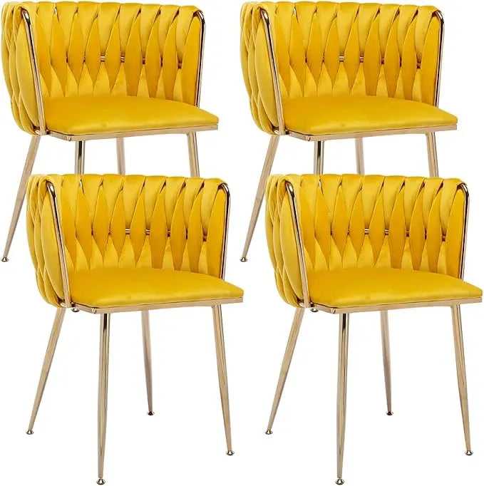 Dining Chair with Metal Legs, Set of 4 Luxury Tufted, Modern Velvet