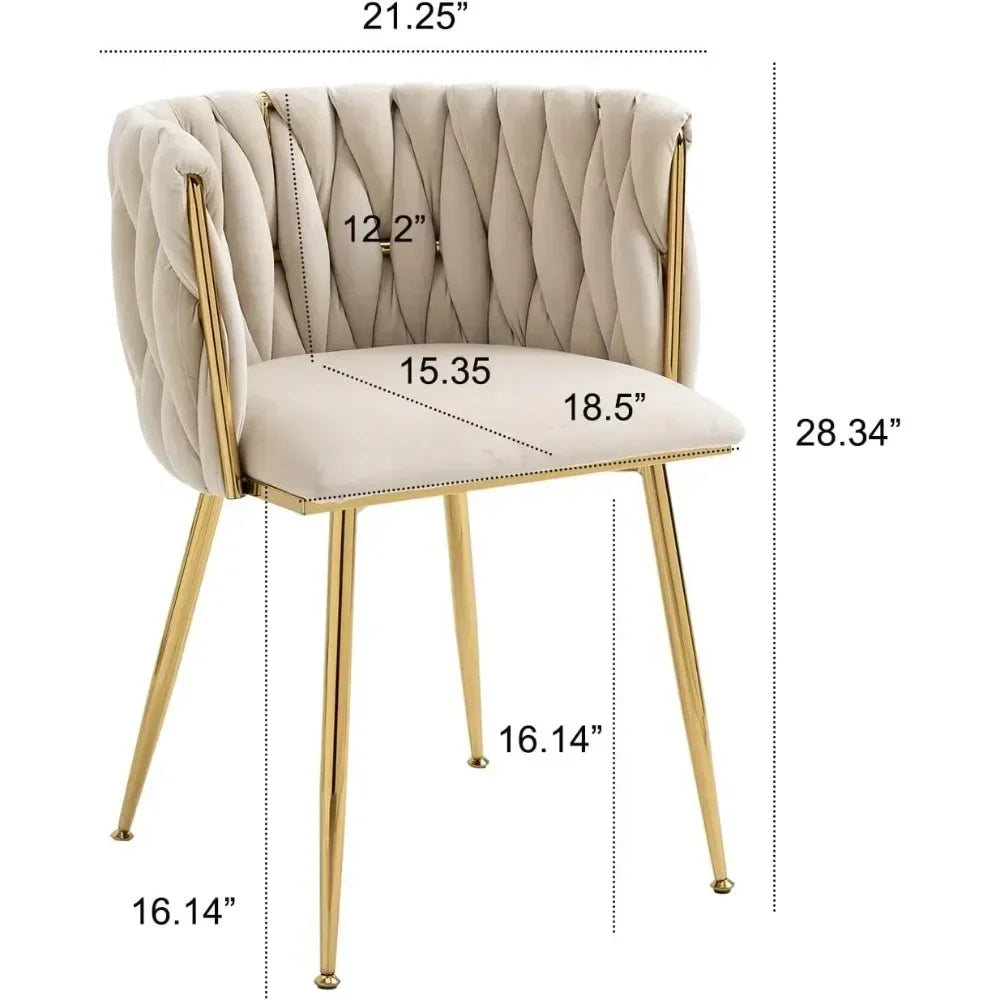 Dining Chair with Metal Legs, Set of 4 Luxury Tufted, Modern Velvet