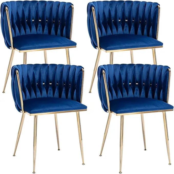 Dining Chair with Metal Legs, Set of 4 Luxury Tufted, Modern Velvet