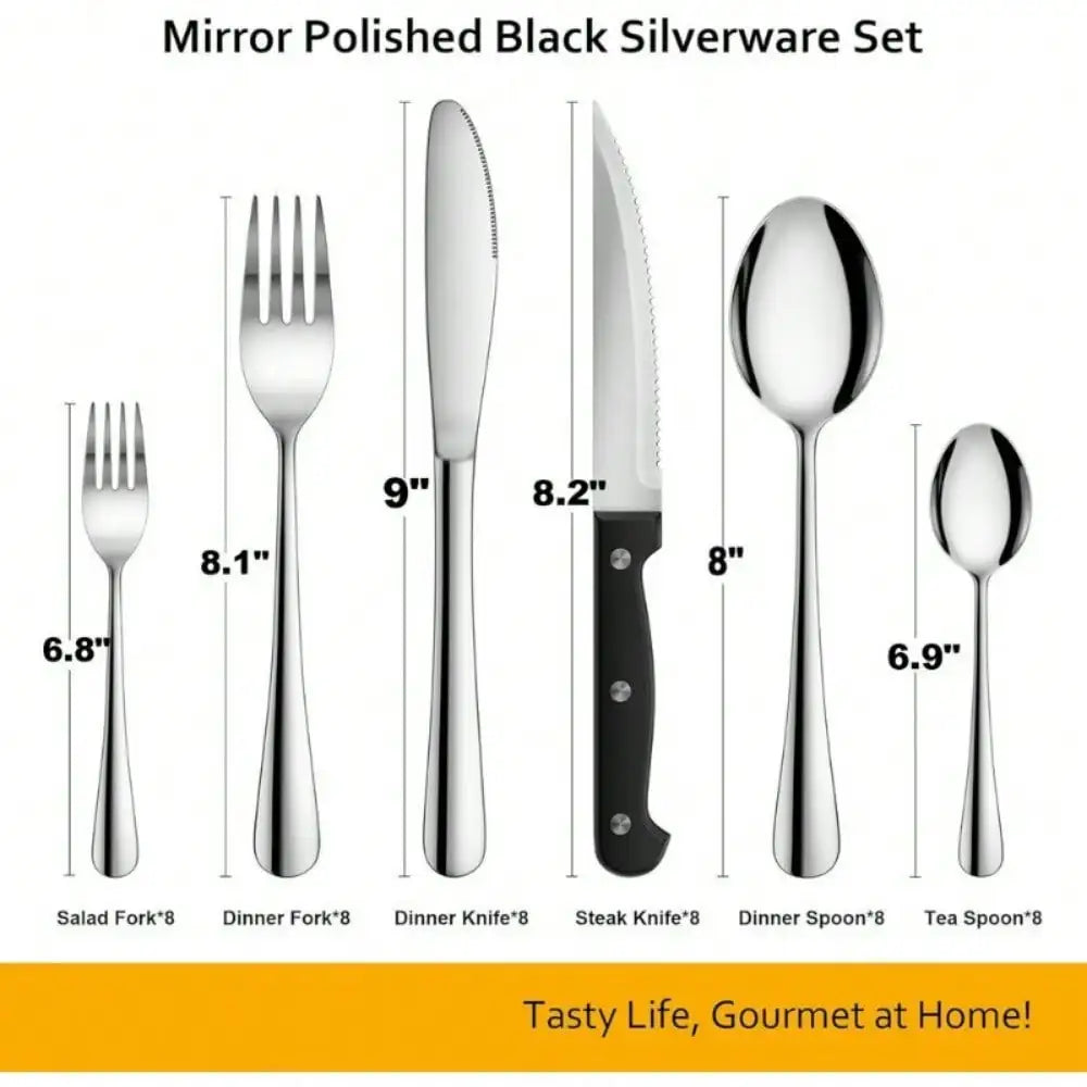 30 Piece Silver Cutlery Set (5 Sets) Stainless Steel Flat Cutlery Set
