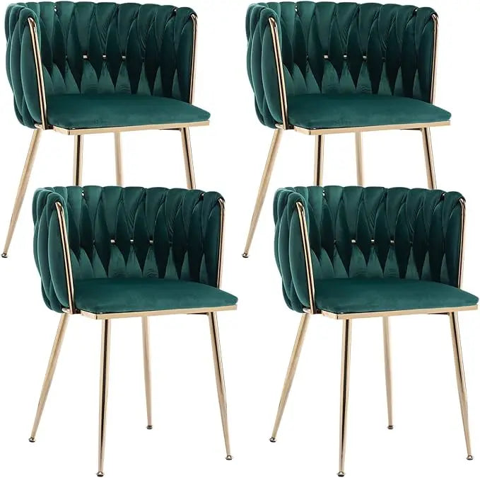 Dining Chair with Metal Legs, Set of 4 Luxury Tufted, Modern Velvet