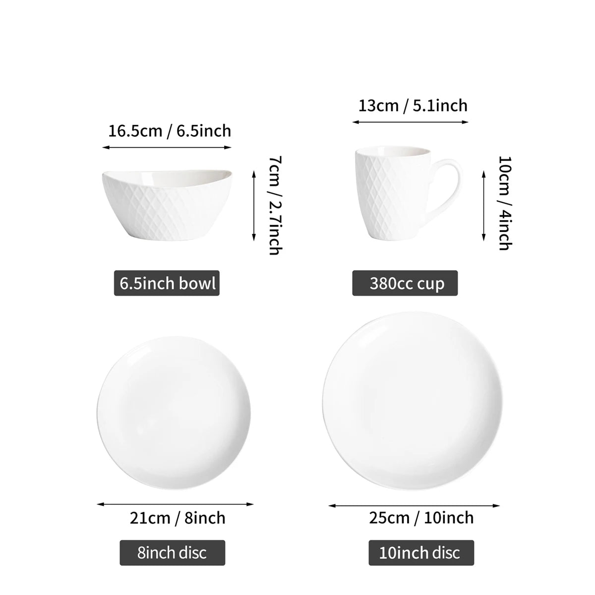 16pcs High Temperature Porcelain Dining Set, QOMO 1996 Ceramic Dinnerware Set,Reusable And Washable Plate Bowl Mug Sets