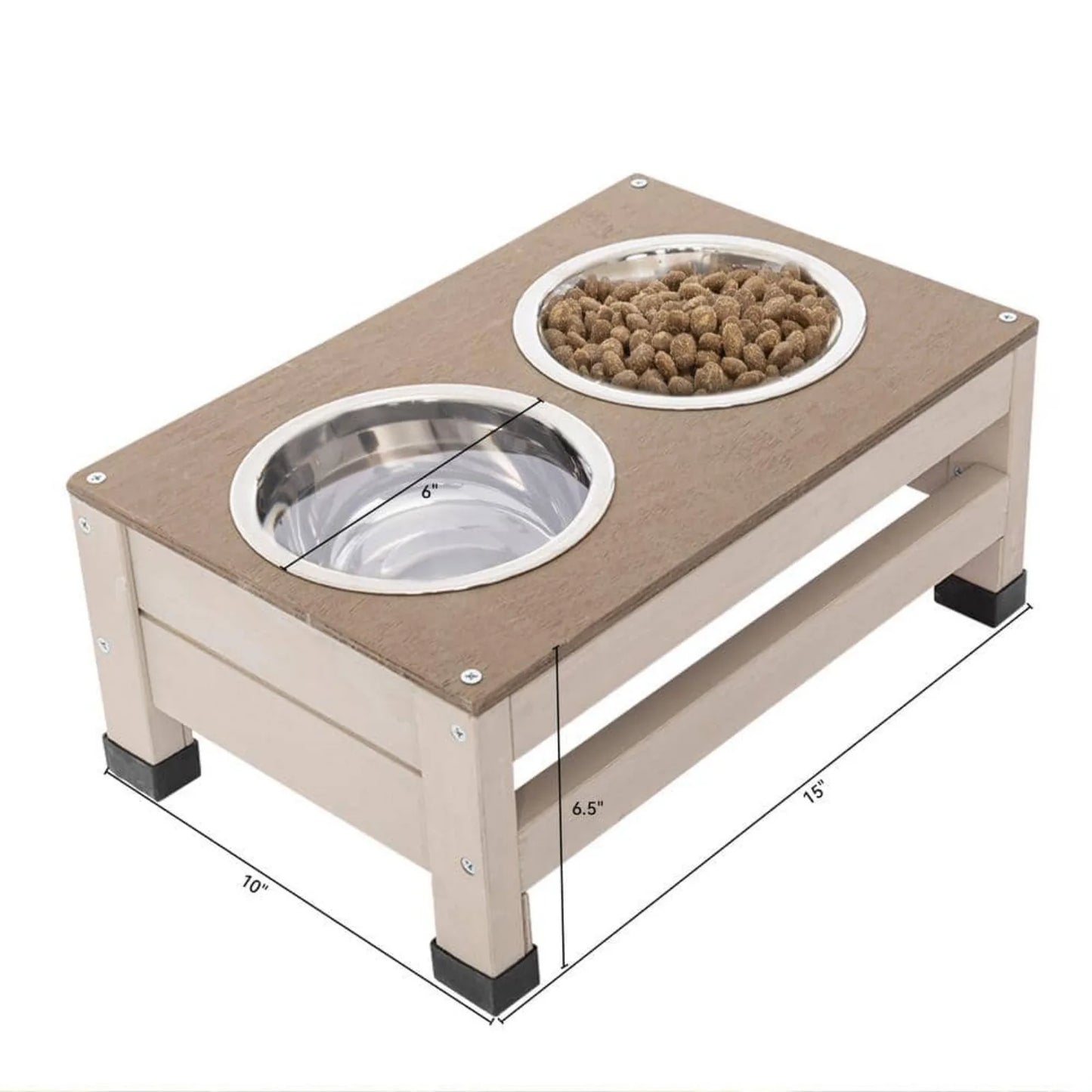 Outdoor Wood House , Small/Medium Dogs, Storage Box , Feeding Station 2 Bowls