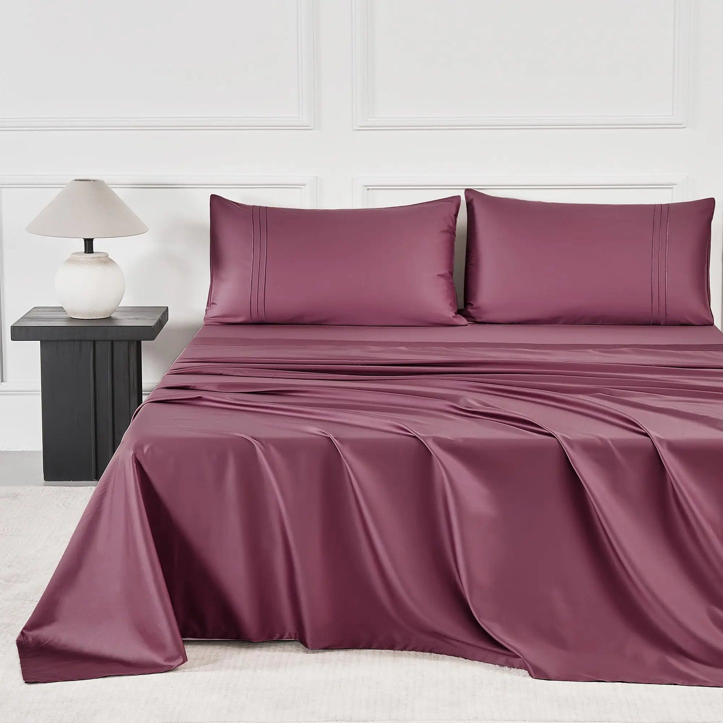 400 Thread Count 100% Cotton Sateen Sheet Sets, Extra Soft Bedding Cooling Sheets - 16" Deep Pockets Bed Set