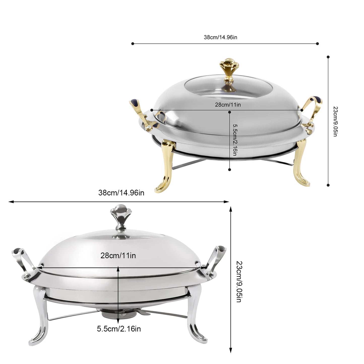 Chafing Dish Set Stainless Steel Chafer Square Buffet Food Warmer Container 3L