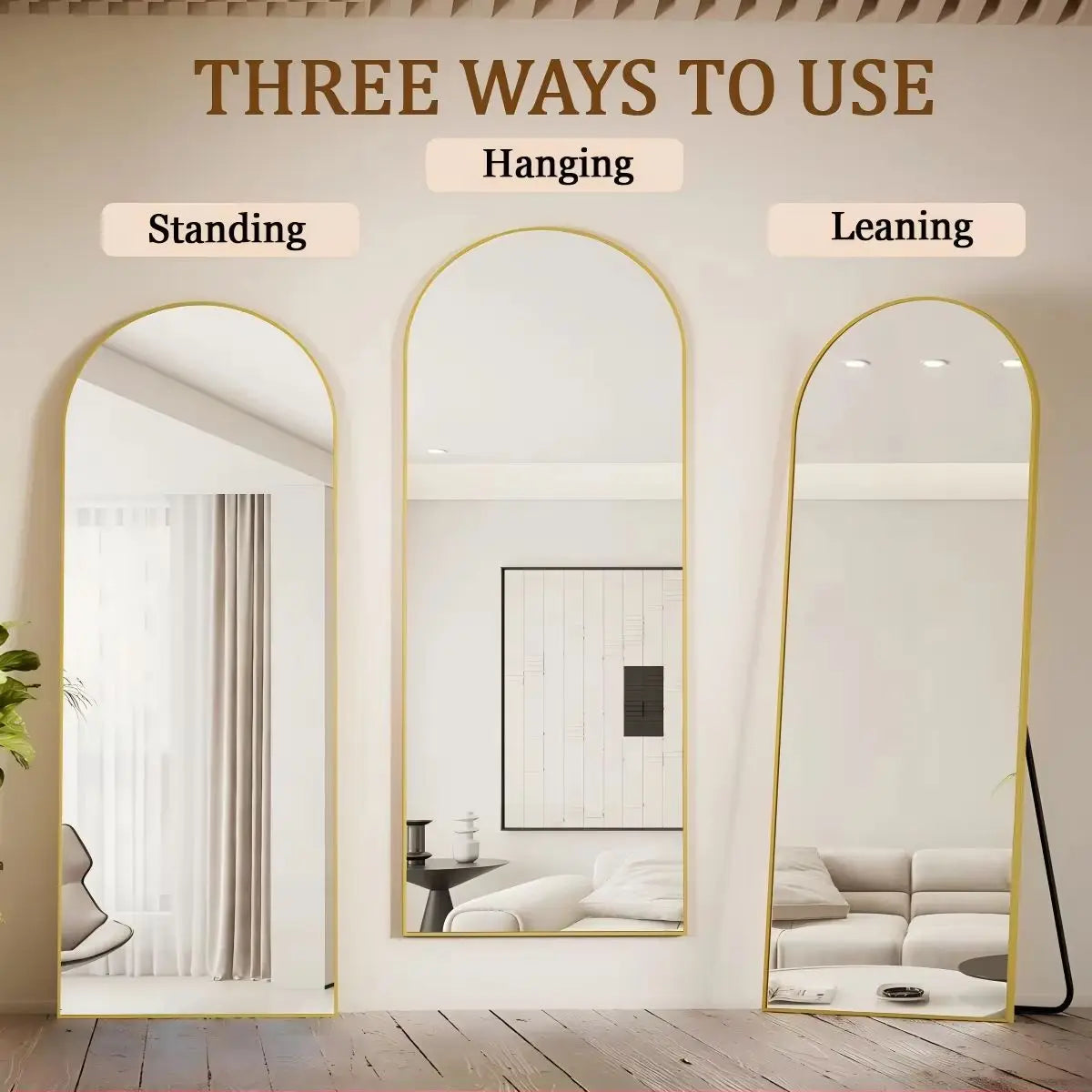 Arched Full Length Mirror, 71"x26" Full Body Floor Mirror Standing Hanging or Leaning Wall