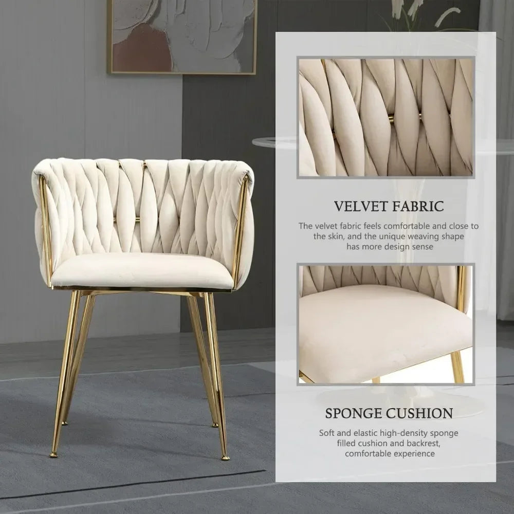 Dining Chair with Metal Legs, Set of 4 Luxury Tufted, Modern Velvet