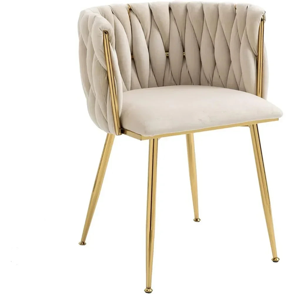 Dining Chair with Metal Legs, Set of 4 Luxury Tufted, Modern Velvet