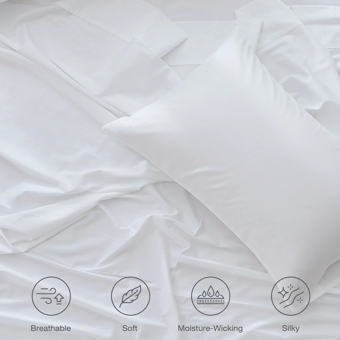 Cotton Set - 4 Pieces Ultra Soft Bed Sheets, Breathable, Moisture-Wicking Eucalyptus Bedding