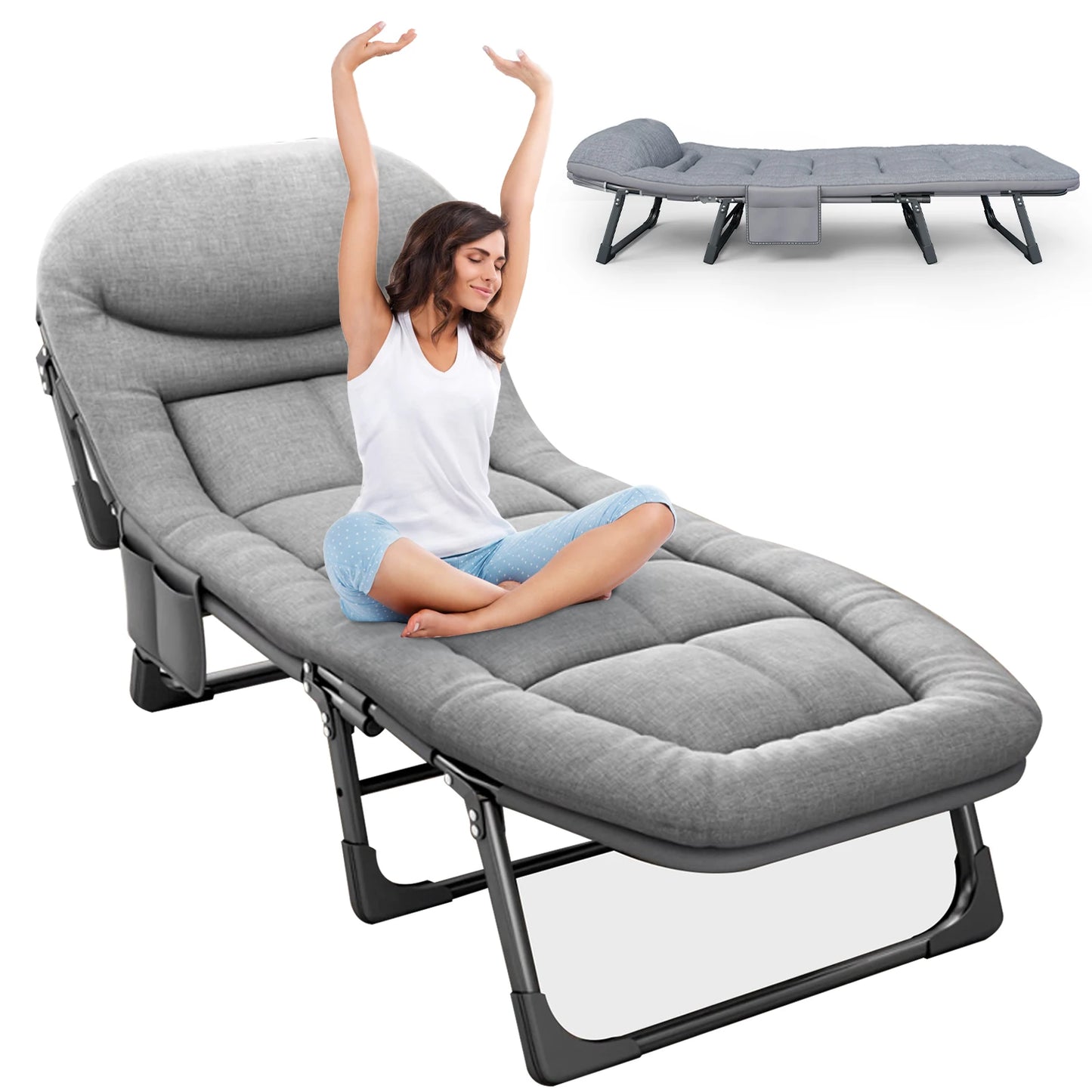 Niceway Cot with Mattress for Adults Portable & Folding, Sleeping with Pillow Heavy Duty Bed