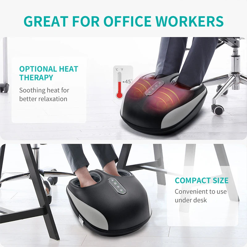 Foot Massager Machine, Deep Kneading, Heat Air Compression Roller Vibration Massage Relieve Muscle Relaxation