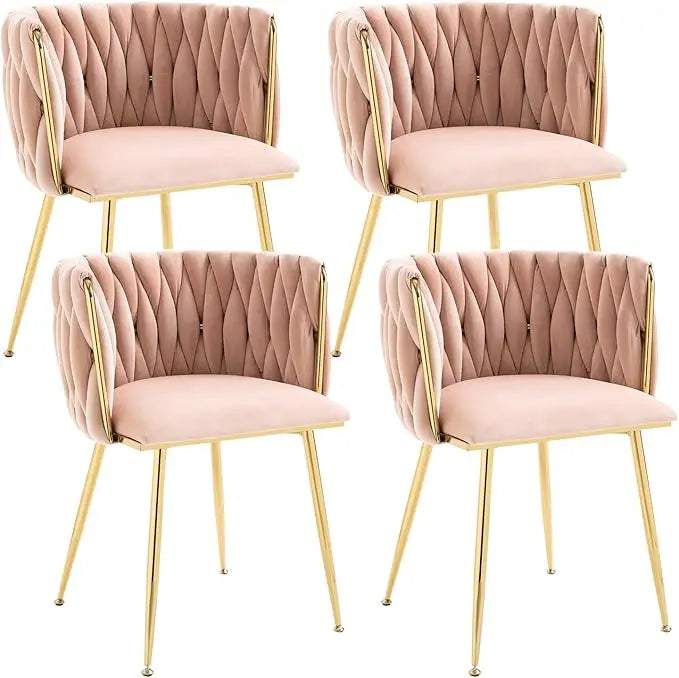 Dining Chair with Metal Legs, Set of 4 Luxury Tufted, Modern Velvet