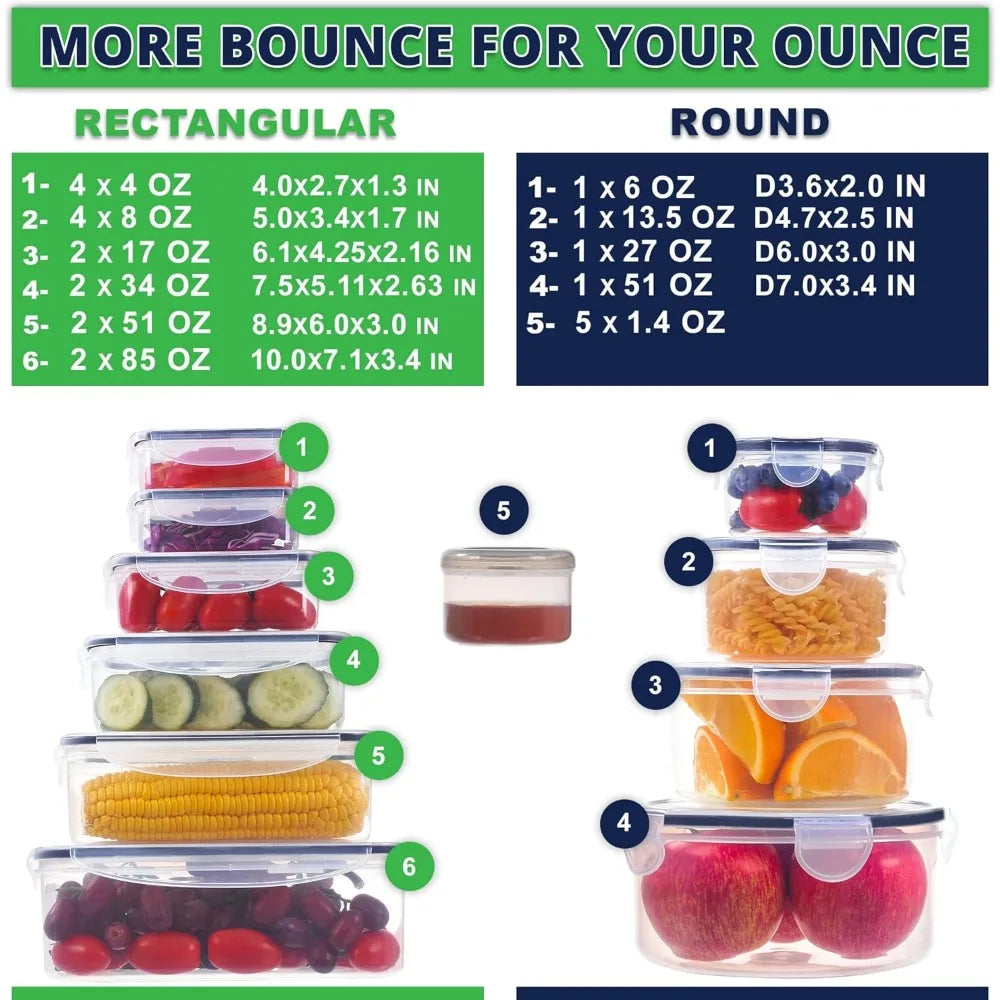50 Pcs Large Food Storage Containers with Lids Airtight