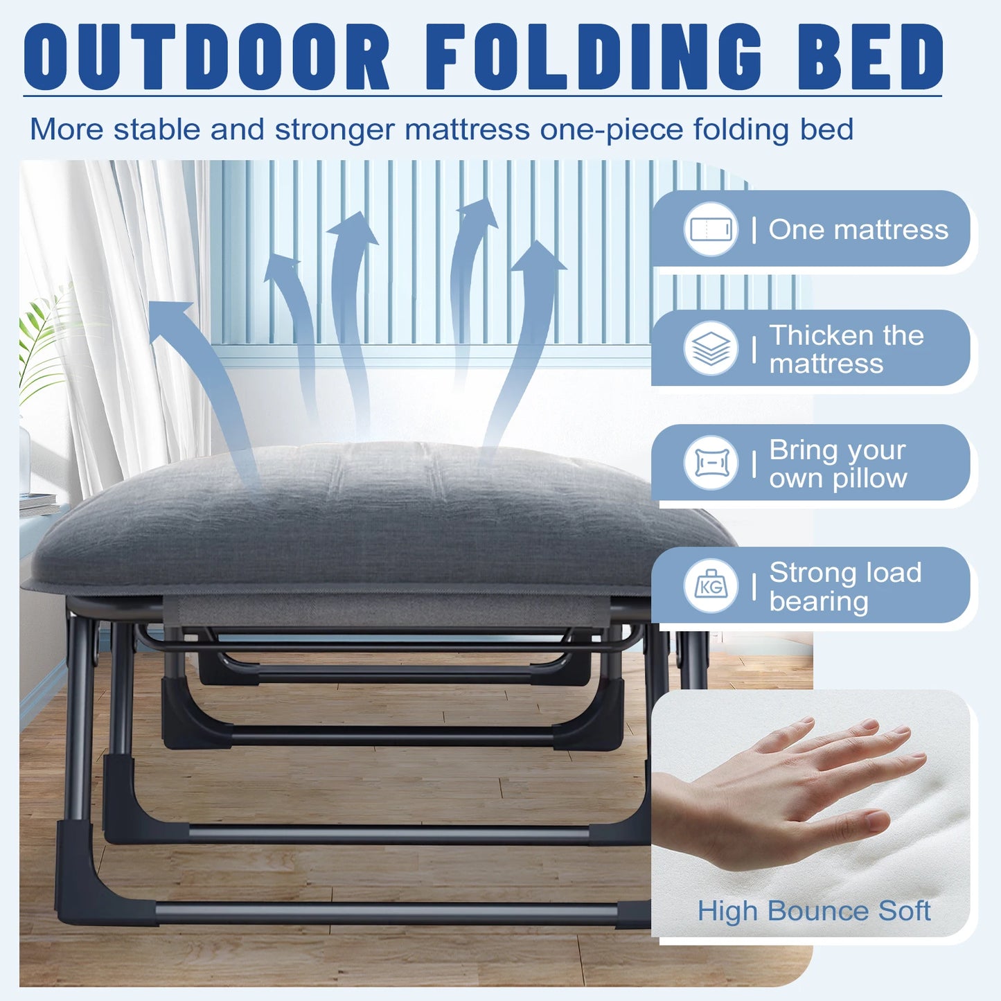 Niceway Cot with Mattress for Adults Portable & Folding, Sleeping with Pillow Heavy Duty Bed