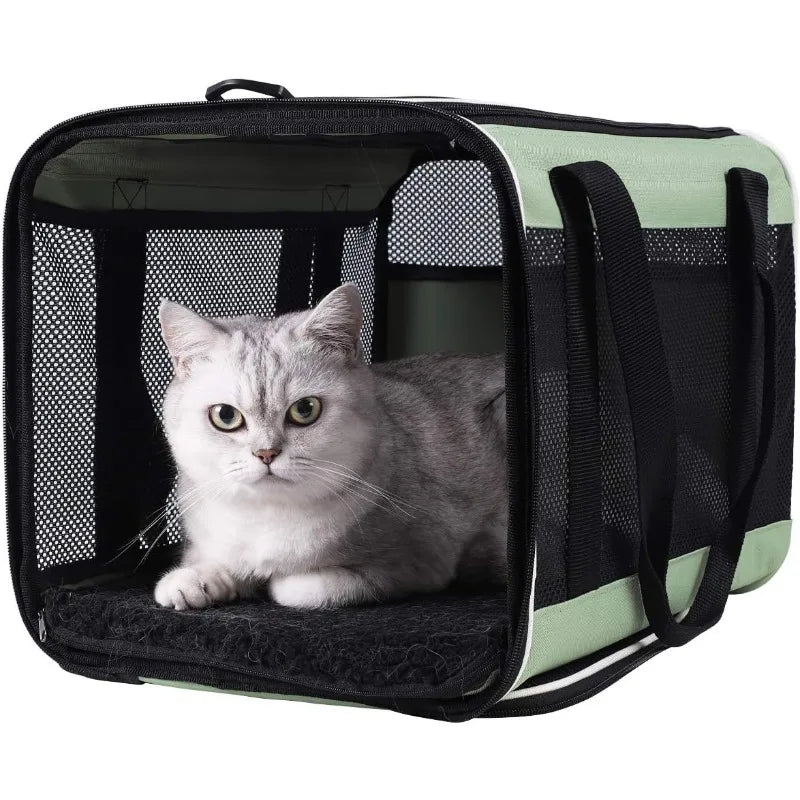 Soft Pet Carrier, Large- Medium Cats, Small Dogs. Easy to Get in, Great for Cats That Don't Like Carriers