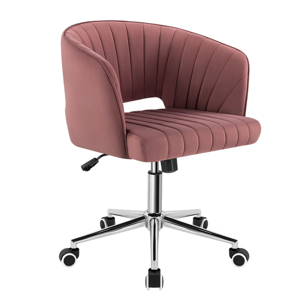 Office Chair Velvet, Swivel Armchair Cute Modern Fabric, Wheels Adjustable Chair