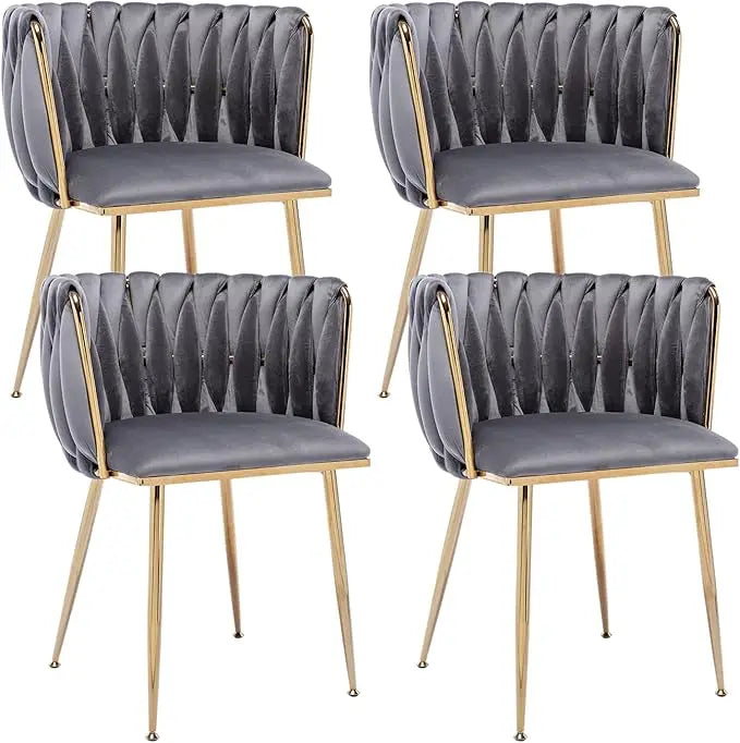 Dining Chair with Metal Legs, Set of 4 Luxury Tufted, Modern Velvet
