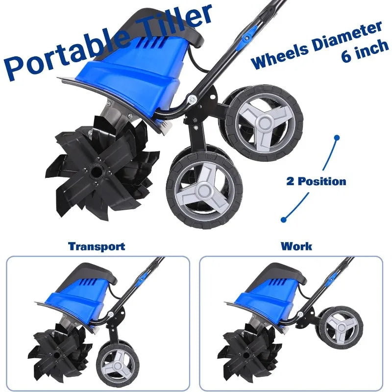 Tiller Cultivator 16 inch,13.5 Amp 6 Tillers, Adjustable Wheel - Good Bargain Finds