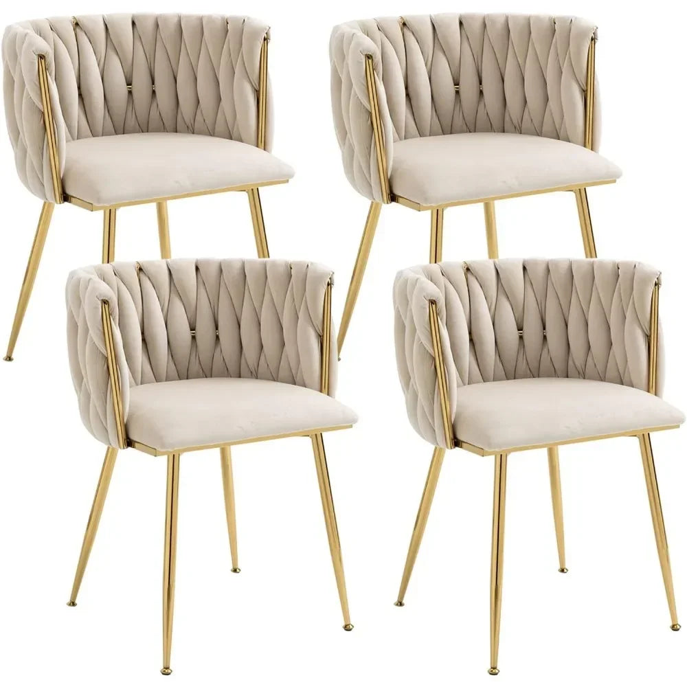 Dining Chair with Metal Legs, Set of 4 Luxury Tufted, Modern Velvet