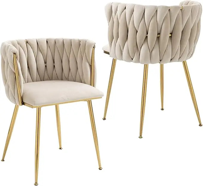 Dining Chair with Metal Legs, Set of 4 Luxury Tufted, Modern Velvet