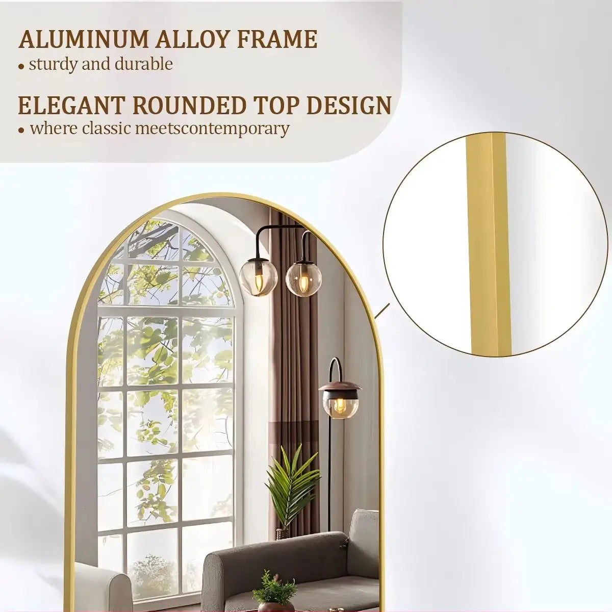 Arched Full Length Mirror, 71"x26" Full Body Floor Mirror Standing Hanging or Leaning Wall