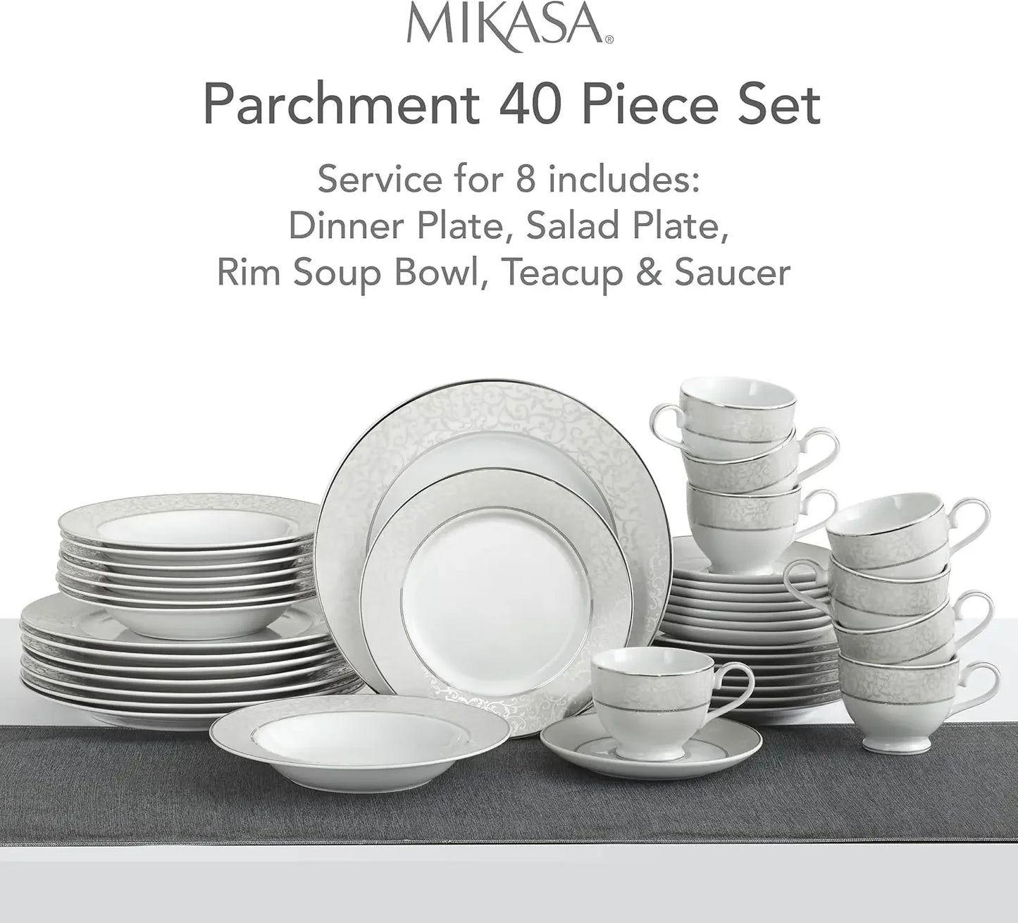 Mikasa 5224232 40-Piece Dinnerware Set, Parchment