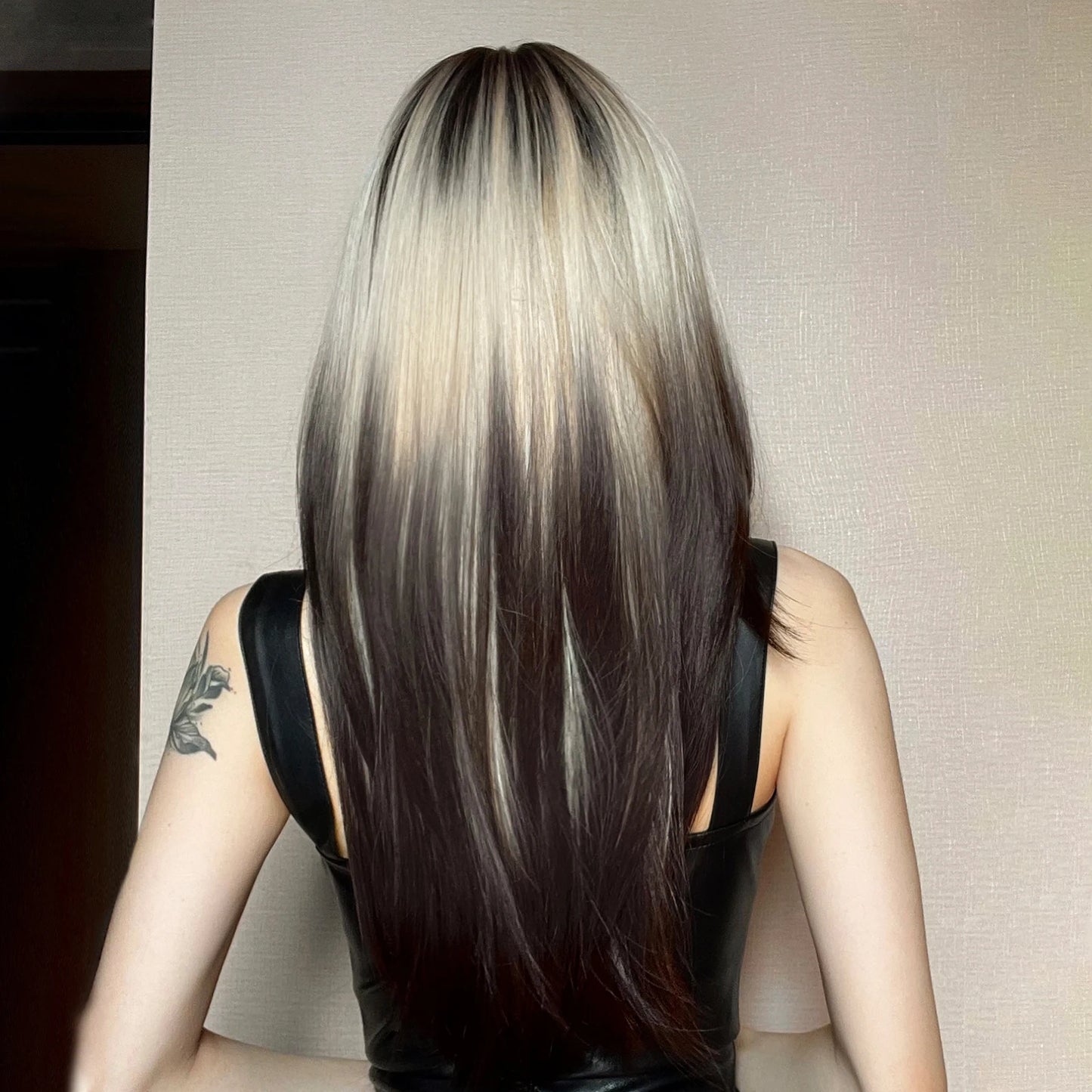 Long Brown Blonde Straight Synthetic Wig with Bangs - Good Bargain Finds