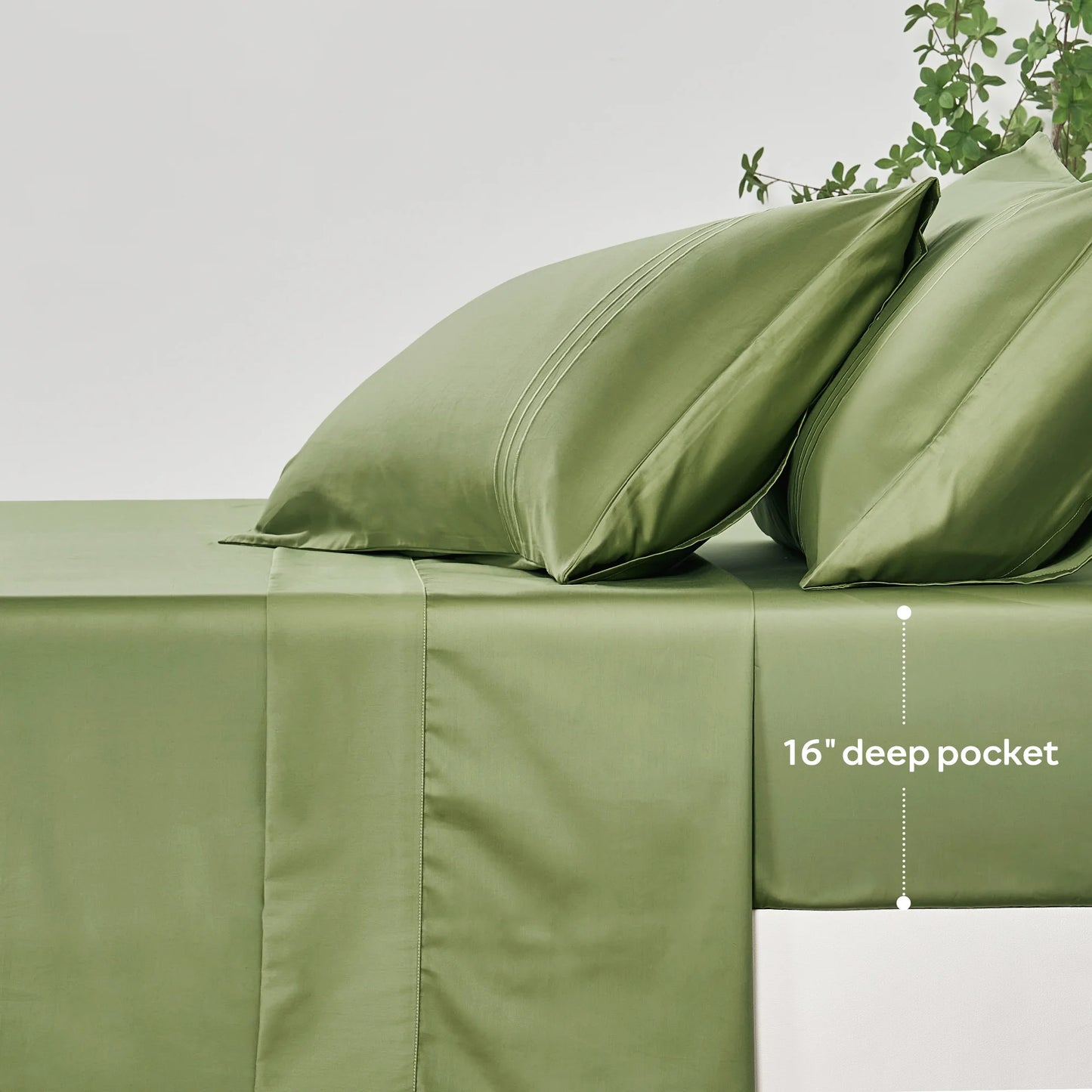 400 Thread Count 100% Cotton Sateen Sheet Sets, Extra Soft Bedding Cooling Sheets - 16" Deep Pockets Bed Set