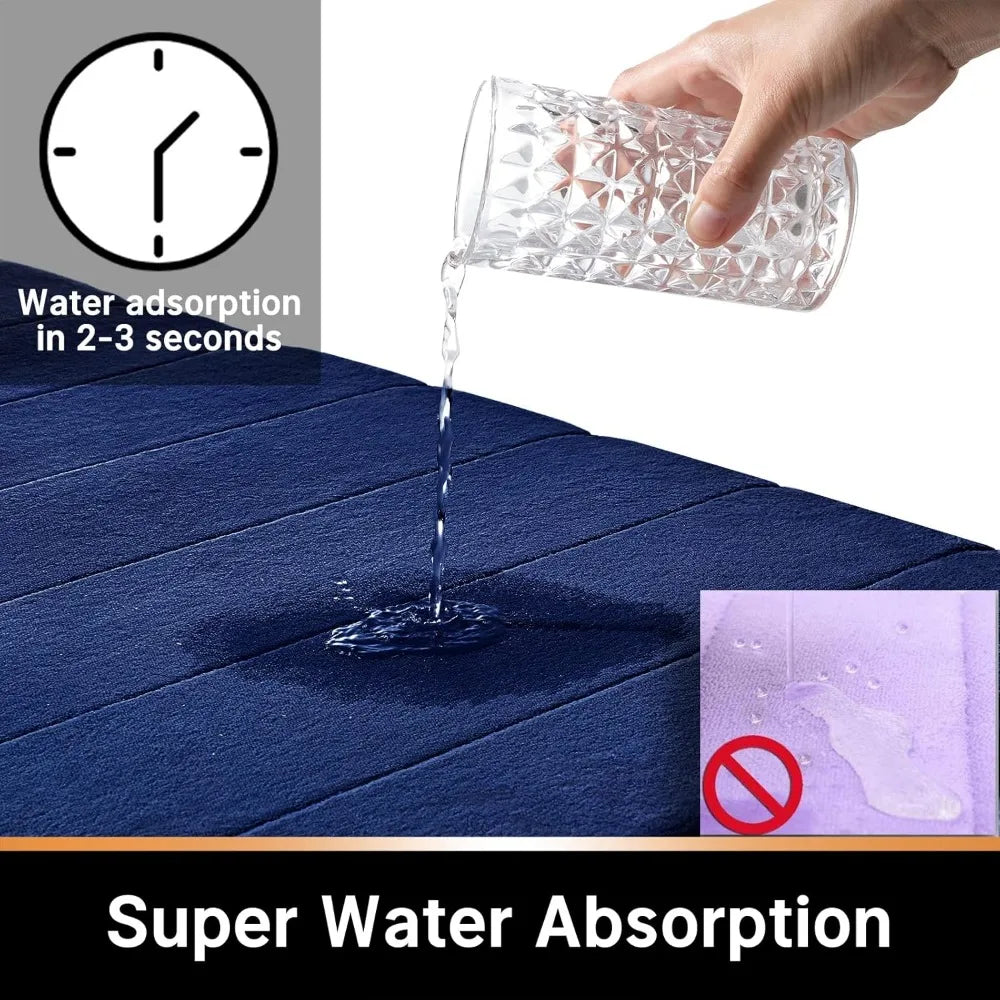 3 Pieces Memory Foam Bath Mat Sets, 44.1x24 + 31.5x19.8 and U-Shaped for Toilet Mats, Non-Slip, Soft Comfortable
