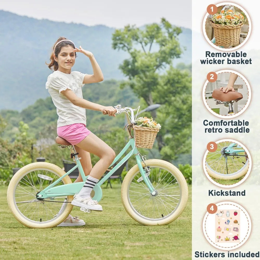 Bike, Basket, 2-12 Years old, 20 Inch Bicycle, Bell, Training Wheels, Multiple Colors Safe & Durable