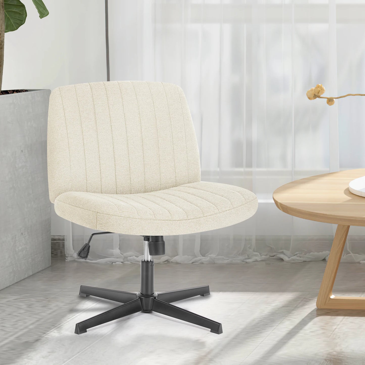 Cross Legged Office Armless Wide Desk Chair, Adjustable - Good Bargain Finds