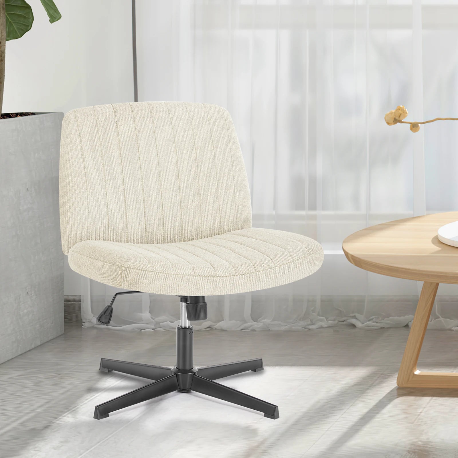 Cross Legged Office Armless Wide Desk Chair, Adjustable - Good Bargain Finds