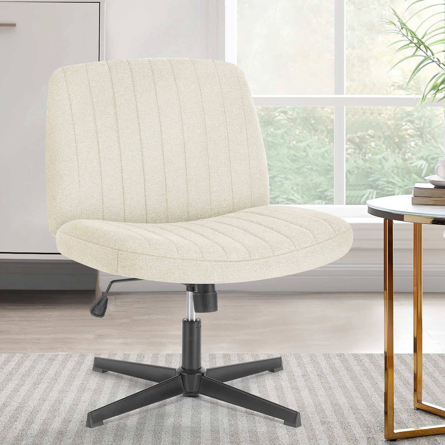 Cross Legged Office Armless Wide Desk Chair, Adjustable - Good Bargain Finds