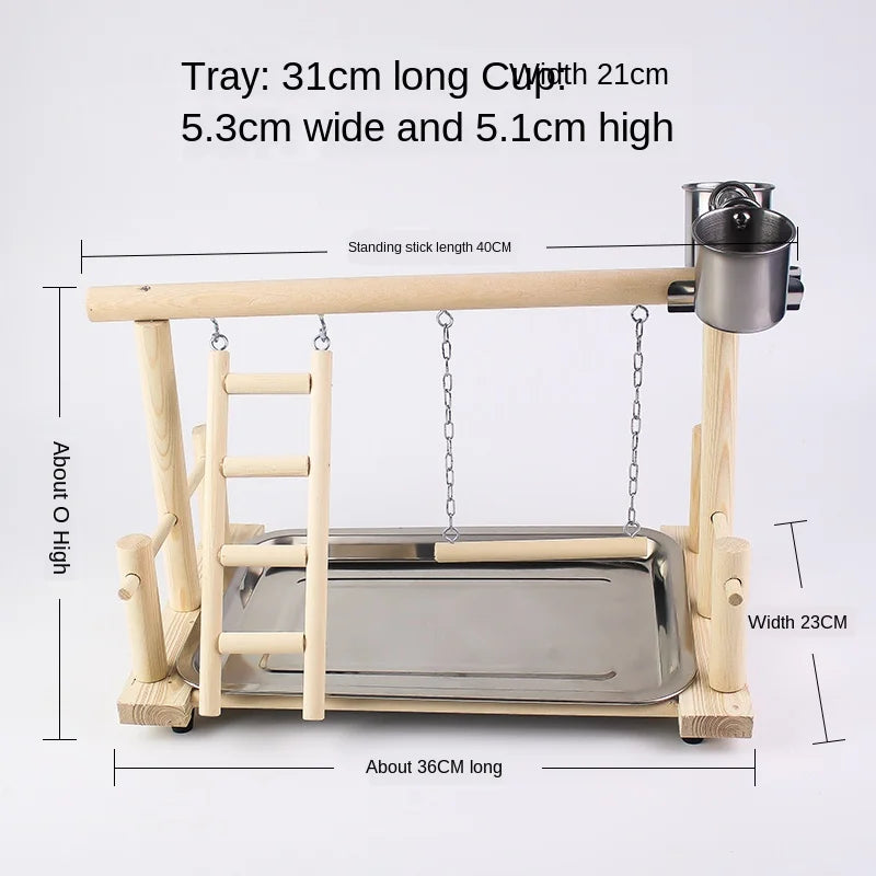 Pet Bird Frame wood Play Stand and Tray Station - Good Bargain Finds