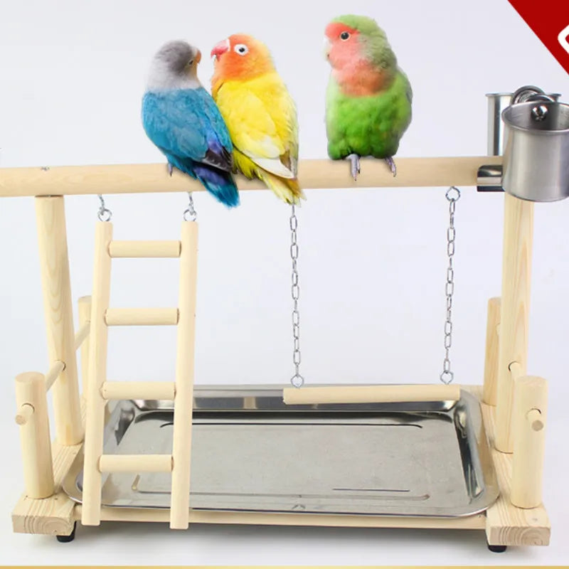 Pet Bird Frame wood Play Stand and Tray Station - Good Bargain Finds