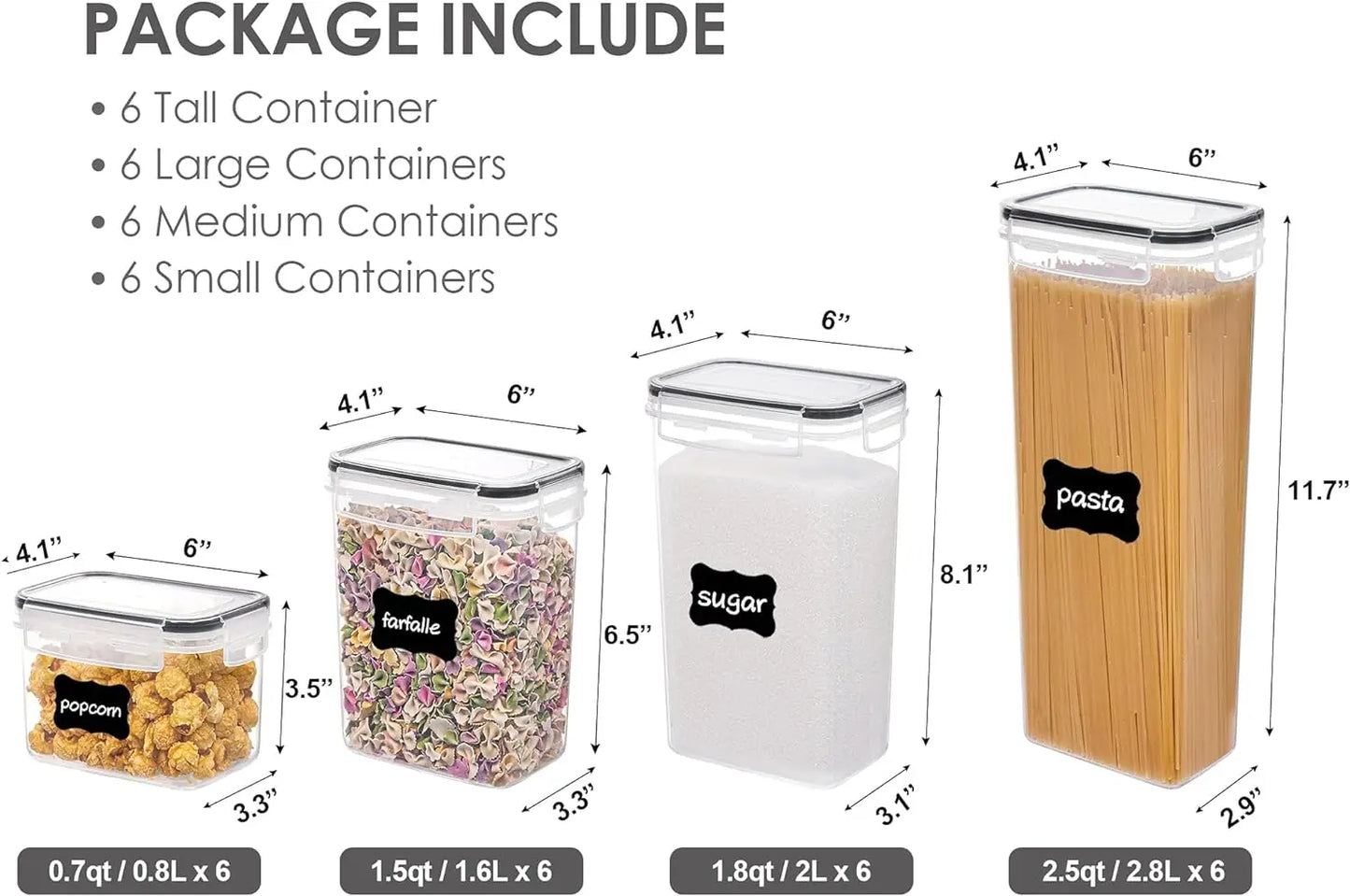 Airtight Food Storage Containers with Lids, 24 pcs