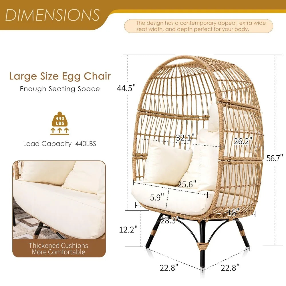 Patio Stationary Egg Chair, Thicken Cushions, Indoor Outdoor - Good Bargain Finds