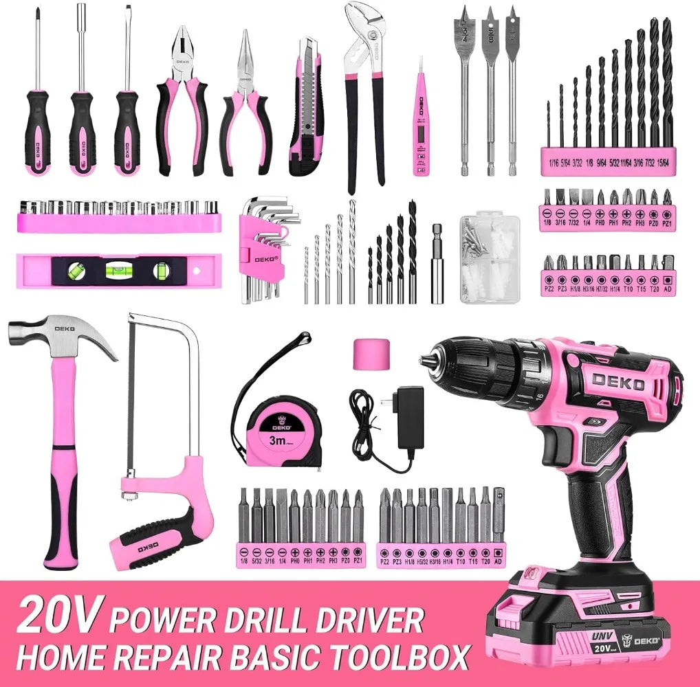 20V Cordless Power Drill Tool Box, Battery Electric Drill Driver