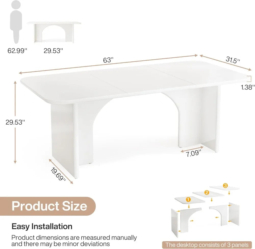 Modern Home Office Computer Desk for 1-2 Person,  62.99"