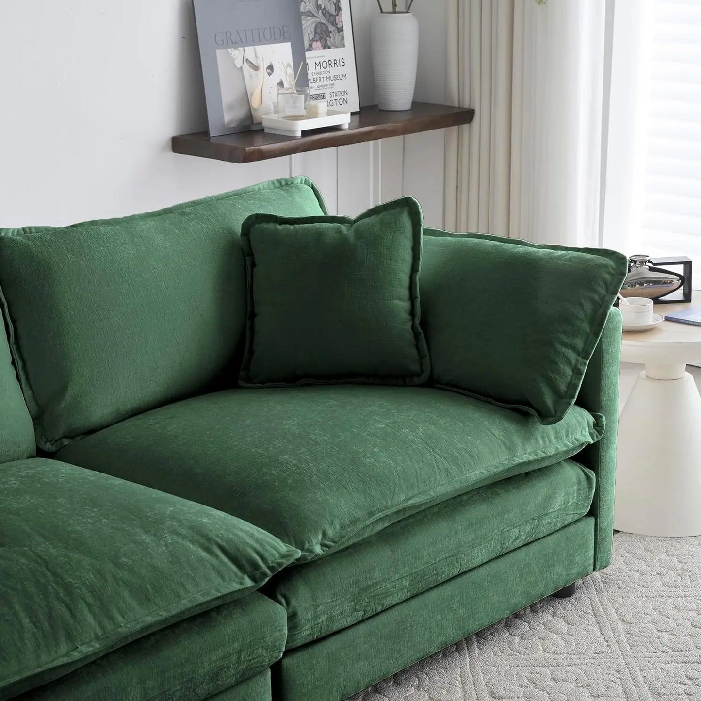 Modern Love Seat 2-Seater Sofa Couch, 2 Pillows,76.7” W Green