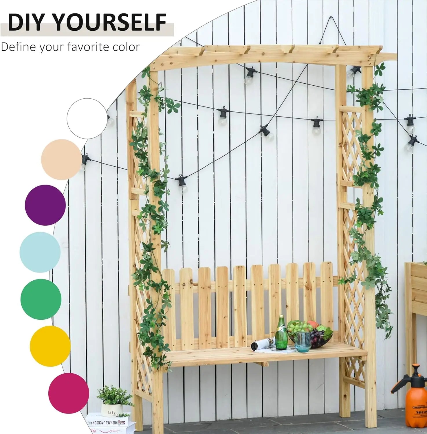 Wooden Garden Arbor, Climbing Plants with Garden Bench - Good Bargain Finds