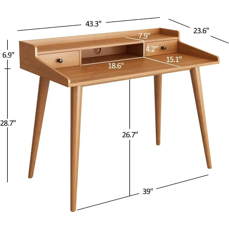 Desk, 43" Wood, Computer/Laptop Desk, Monitor Stand