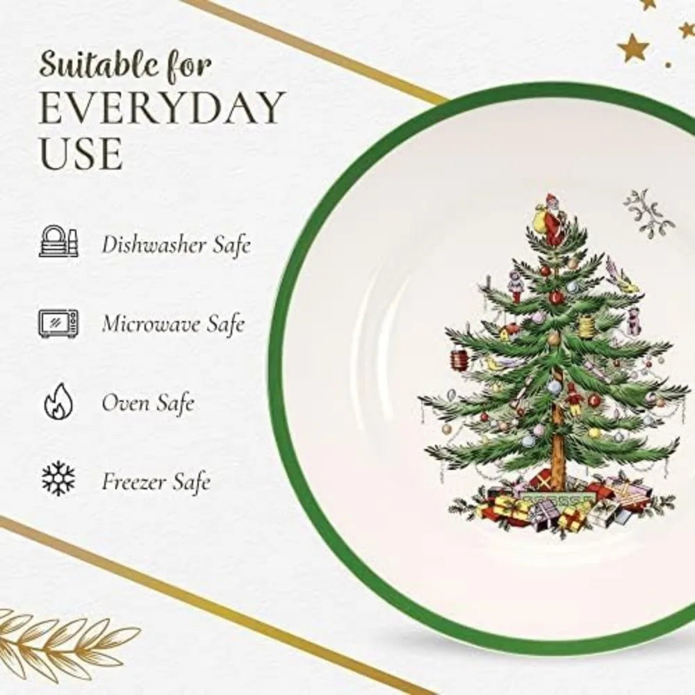 Spode Christmas Tree Collection 16-Piece Dinnerware Set | Service for 4 | Dinner and Salad Plates, Coffee Mugs, and Cereal